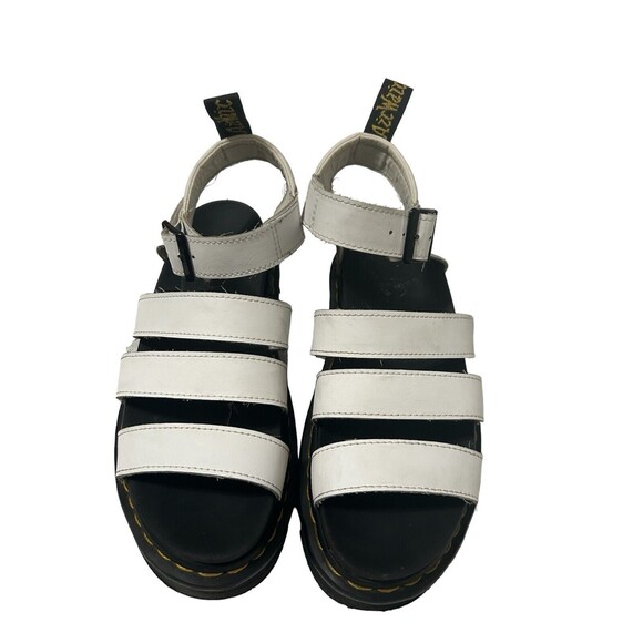 DR MARTENS Blaire Platform Chunky Sandals Three Strap White Leather Y2K Sz 7 - Picture 3 of 12